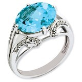 Light Swiss Blue Topaz Ring Sterling Silver Diamond QR3076LSBT, MPN: QR3076LSBT, 883957646084