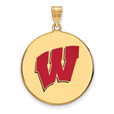 University of Wisconsin x-Large Enamel Disc Pendant Gold-plated Silver GP098UWI, MPN: GP098UWI, 886…