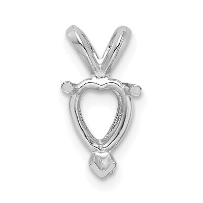 Heart 3-Prong Cast V-End 3.0mm Pendant Setting 14k White Gold WG997, MPN: WG997,