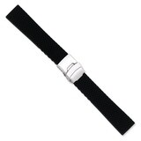 22mm Black Textured Silicone Silver-tone Deploy Buckle Watch Band 7.5 Inch BA223-22, MPN: BA223-22,…