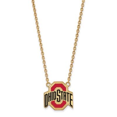 Ohio State University Large Enamel Pendant with Chain Necklace Gold-plated Silver GP087OSU-18, MPN:…