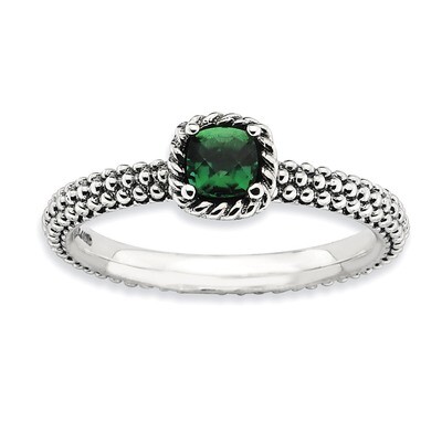 Cr.Emerald Ring - Sterling Silver Polished QSK626, MPN: QSK626, 886774174952