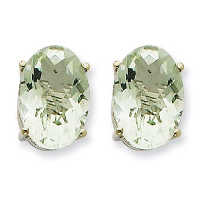 Oval 4-Prong 14 x 10mm Green Quartz Earrings 14k White Gold XE92WCG, MPN: XE92WCG, 883957224862
