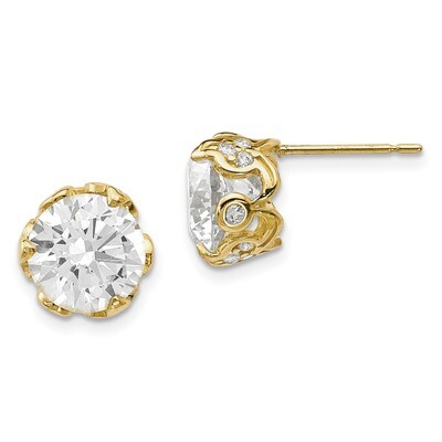 CZ Post Earrings 10k Polished Gold 10YC384, MPN: 10YC384, 191101077630