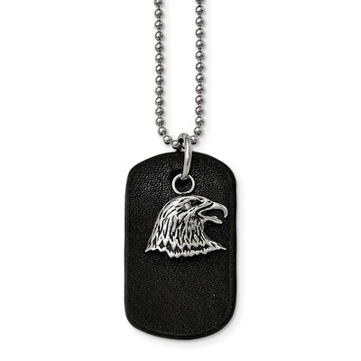 Antiqued Eagle Leather Necklace Stainless Steel Polished SRN1811-22 by Chisel, MPN: SRN1811-22, 886…