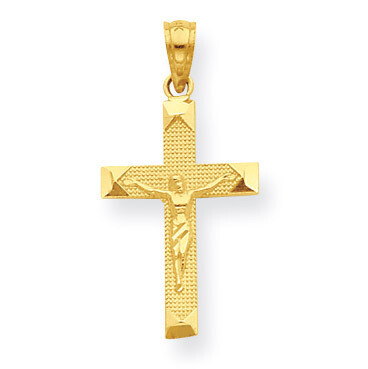 Beveled Tipped Crucifix Pendant 14k Gold C4341, MPN: C4341, 637218090907