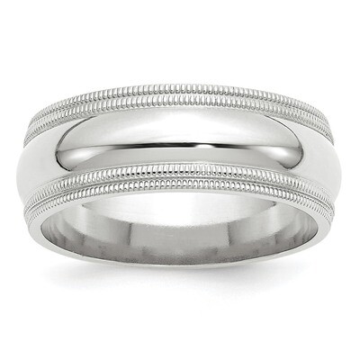 8mm Double Milgrain Comfort Fit Band 10k White Gold WDMC080 Engravable, MPN: WDMC080, 886774461298