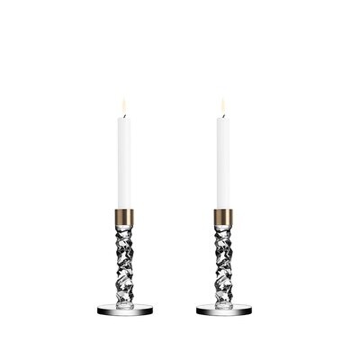 Orrefors Carat Candlestick Pair Brass Small 6719895, MPN: 6719895, 7319677198952