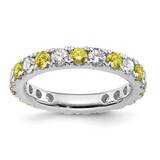 Si1/Si2 G H I &amp; Created Yellow Sapphire Eternity Band 14k White Gold Lab Grown Diamond ET0050-CYS-1…