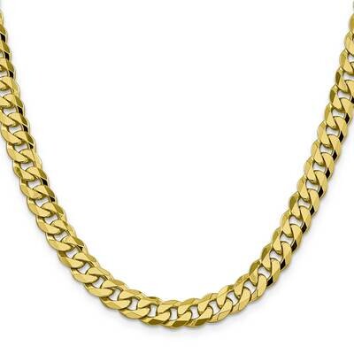 8.25mm Flat Beveled Curb Chain 26 Inch 10k Gold 10FBU220-26, MPN: 10FBU220-26, 191101727641