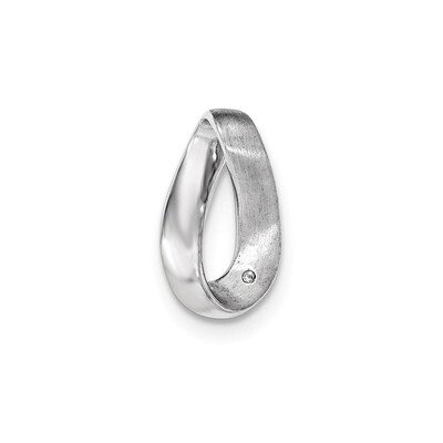 Polished CZ Satin Twisted Link Chain Slide Pendant Sterling Silver QP4398