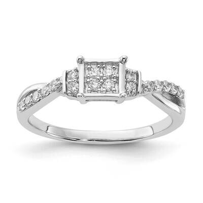 Sterling Silver Polished Diamond Cluster Small Center Ring RLD3453-SSAB
