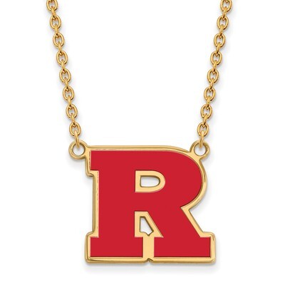 Rutgers Large Enamel Pendant with Necklace Gold-plated Sterling Silver GP010RUT-18, MPN: GP010RUT-1…