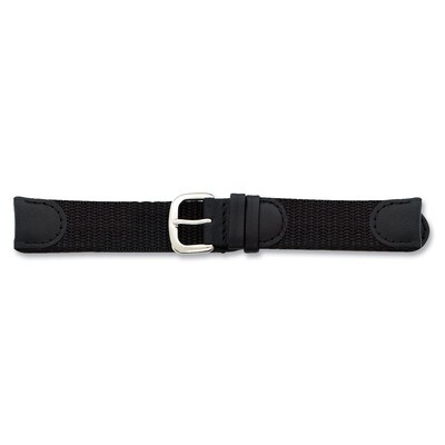 16mm Black Army Style Fabric Watch Band 7.75 Inch Silver-tone Buckle BA21-16, MPN: BA21-16, 6022696…