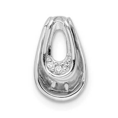 Polished CZ Diamond Chain Slide 12 Inch Sterling Silver Rhodium-Plated QP5583, MPN: QP5583,