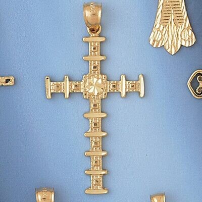 Dazzlers Jewelry Cross Pendant Necklace Charm Bracelet in Yellow, White or Rose Gold 7980, MPN: DZ-…