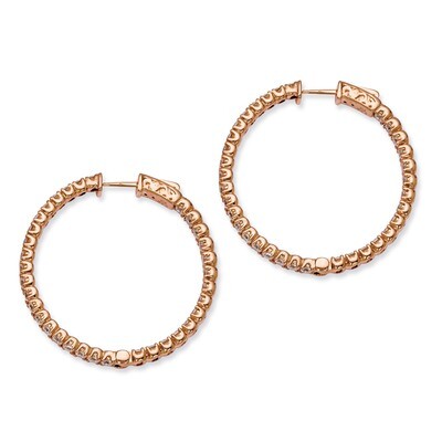Diamond In and Out Round Hoop Earrings Sterling Silver Rose Gold-plated QE7571P, MPN: QE7571P, 8867…