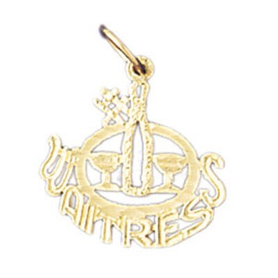 Dazzlers Jewelry Waitress Pendant Necklace Charm Bracelet in Yellow, White or Rose Gold 10768, MPN:…