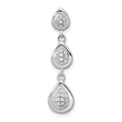 CZ Diamond Teardrop Chain Slide Sterling Silver Rhodium-Plated QP5539, MPN: QP5539,