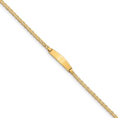 6 Inch Flat Anchor Link Soft Diamond Shape ID Bracelet 14k Gold BID104C-6, MPN: BID104C-6, 88395794…