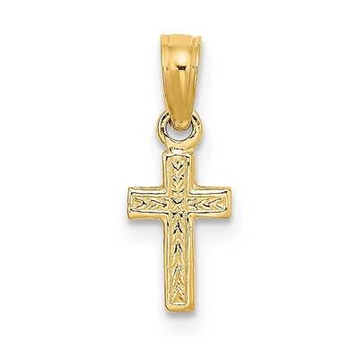 Mini Cross Charm 14k Gold Polished &amp; Engraved K8424, MPN: K8424, 637218017577