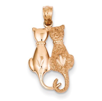 Polished and Textured Sitting Cats Pendant 14k Rose Gold C4501, MPN: C4501, 886774617886