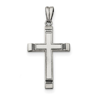 Polished and Brushed Latin Cross Pendant Sterling Silver Antiqued QC8260, MPN: QC8260, 191101366024