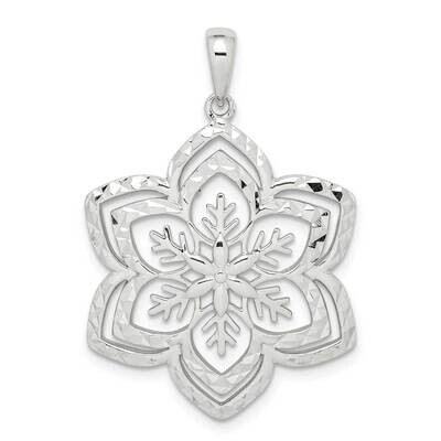 Snow Flake Pendant Sterling Silver Diamond-cut QP5291, MPN: QP5291, 883957838427