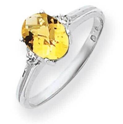 8x6mm Oval Citrine Diamond Ring 14k White Gold Y4600CI_AA, MPN: Y4600CI_AA, 883957472201