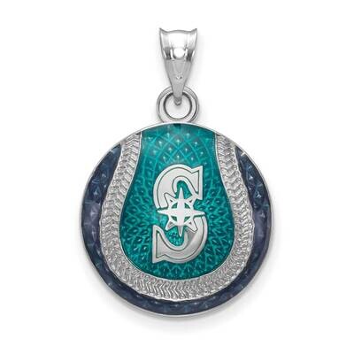 MLB Seattle Mariners Domed Enamel Pendant Sterling Silver Rhodium-plated SS519MRN, MPN: SS519MRN, 6…