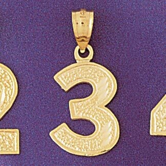 Dazzlers Jewelry Number 3 Pendant Necklace Charm Bracelet in Yellow, White or Rose Gold 95093, MPN:…