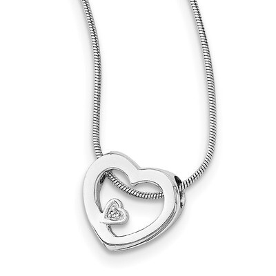 .03Ct Diamond Heart Necklace Sterling Silver QW170-18, MPN: QW170-18, 883957316468