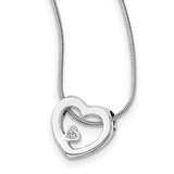 .03Ct Diamond Heart Necklace Sterling Silver QW170-18, MPN: QW170-18, 883957316468