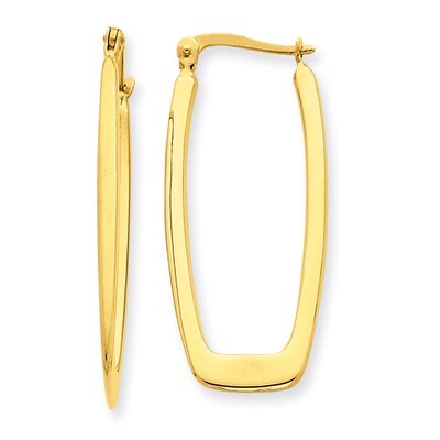 2.25mm Rectangle Hoop Earrings 14k Gold Polished TF148, MPN: TF148, 869786091677