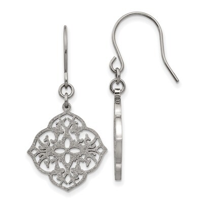 Laser Cut Shepherd Hook Earrings Stainless Steel Polished SRE1250 by Chisel, MPN: SRE1250, 19110101…