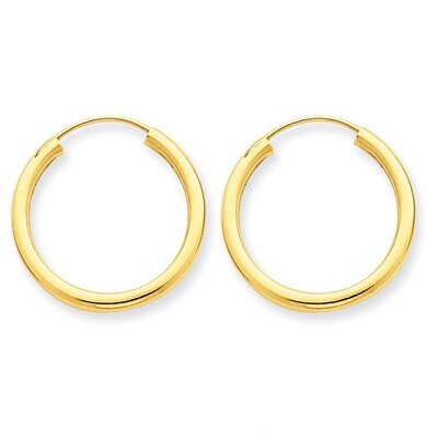 Round Endless 2mm Hoop Earrings 14k Gold Polished H979, MPN: H979, 883957900735