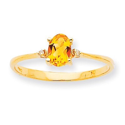 Polished Geniune Diamond &amp; Citrine Birthstone Ring 10k Gold 10XBR212, MPN: 10XBR212, 191101091742