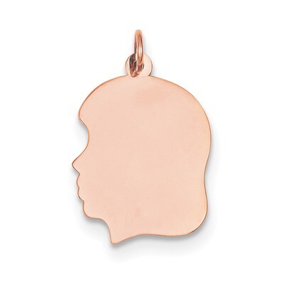 .018 Gauge Facing Left Engravable Girl Head Charm 14k Rose Gold Plain Medium XRM115/18, MPN: XRM115…