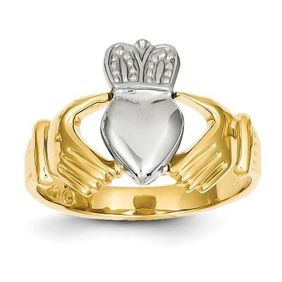 Mens Two-tone Claddagh Ring 14k Gold D97, MPN: D97, 883957587202