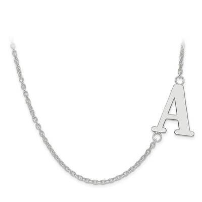 Laser Polished Sideways Letter Initial Offset Necklace with Chain 14k White Gold XNA661W, MPN: XNA6…