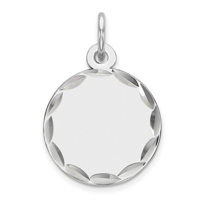Engravable Rnd Polish Front Satin Back Disc Charm Sterling Silver Rhodium-plated QM380/35, MPN: QM3…