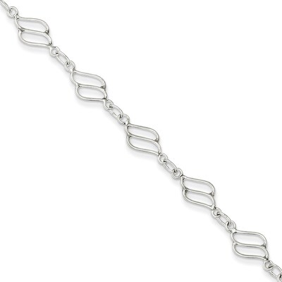 10 Inch Polished Anklet Sterling Silver Fancy QG1241-10, MPN: QG1241-10, 191101274374