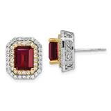 Created Ruby Earrings 14k Two-tone Gold Lab Grown Diamond EM7504-CRU-100-WYLG, MPN: EM7504-CRU-100-…