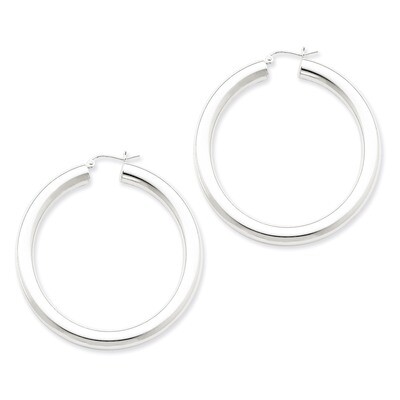 5mm Round Hoop Earrings Sterling Silver Rhodium-plated QE822, MPN: QE822, 883957941059