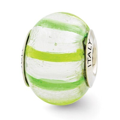 Light Dark Green Murano Glass Bead - Sterling Silver QRS2775, MPN: QRS2775, 883957534121