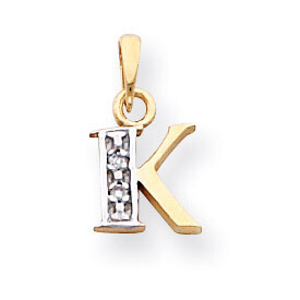 Polished .01ct Diamond Initial K Charm 14K Gold &amp; Rhodium YC250K, MPN: YC250K, 883957323480