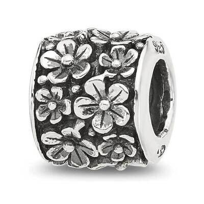 Antiqued Floral Bead Sterling Silver QRS4420, MPN: QRS4420,