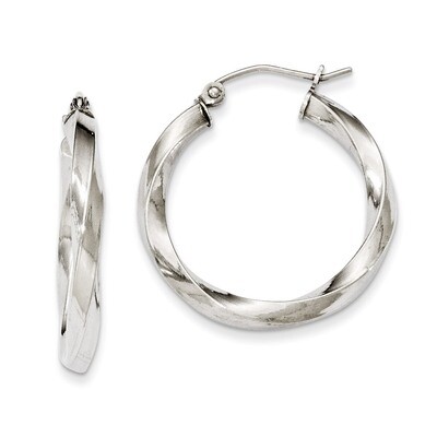 3.00mm Twisted Hoop Earrings Sterling Silver Rhodium-plated QE4584, MPN: QE4584, 883957931968
