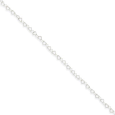 10 Inch 0.5mm Fancy Heart Link Anklet Sterling Silver QG1345-10, MPN: QG1345-10, 883957946887