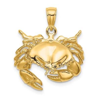 Stone Crab Facing Down Charm 14k Gold 2-D K8268, MPN: K8268, 637218101689
